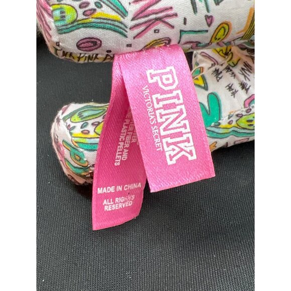 Victorias Secret Pink Stuffed Dog With Graffiti Pattern - Picture 6 of 7